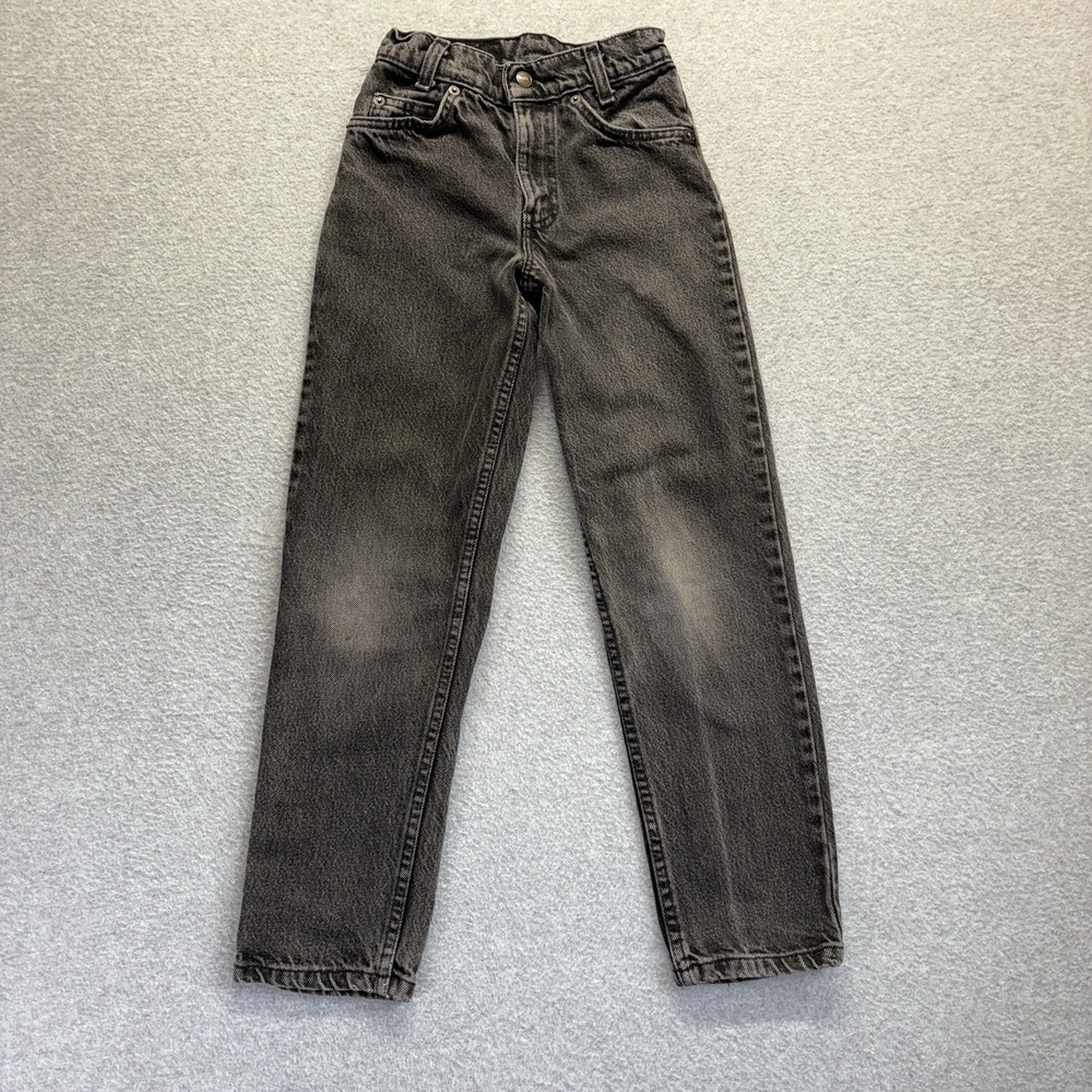 Vintage Levis 514 Jeans Boys 10 Slim Black Classic Fit‎ Orange Tab 90s Denim